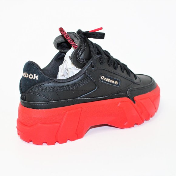 Reebok x Cardi B Club C Woman's Leather Black&Vector Red Platforms Women's 3.5 - Picture 5 of 11